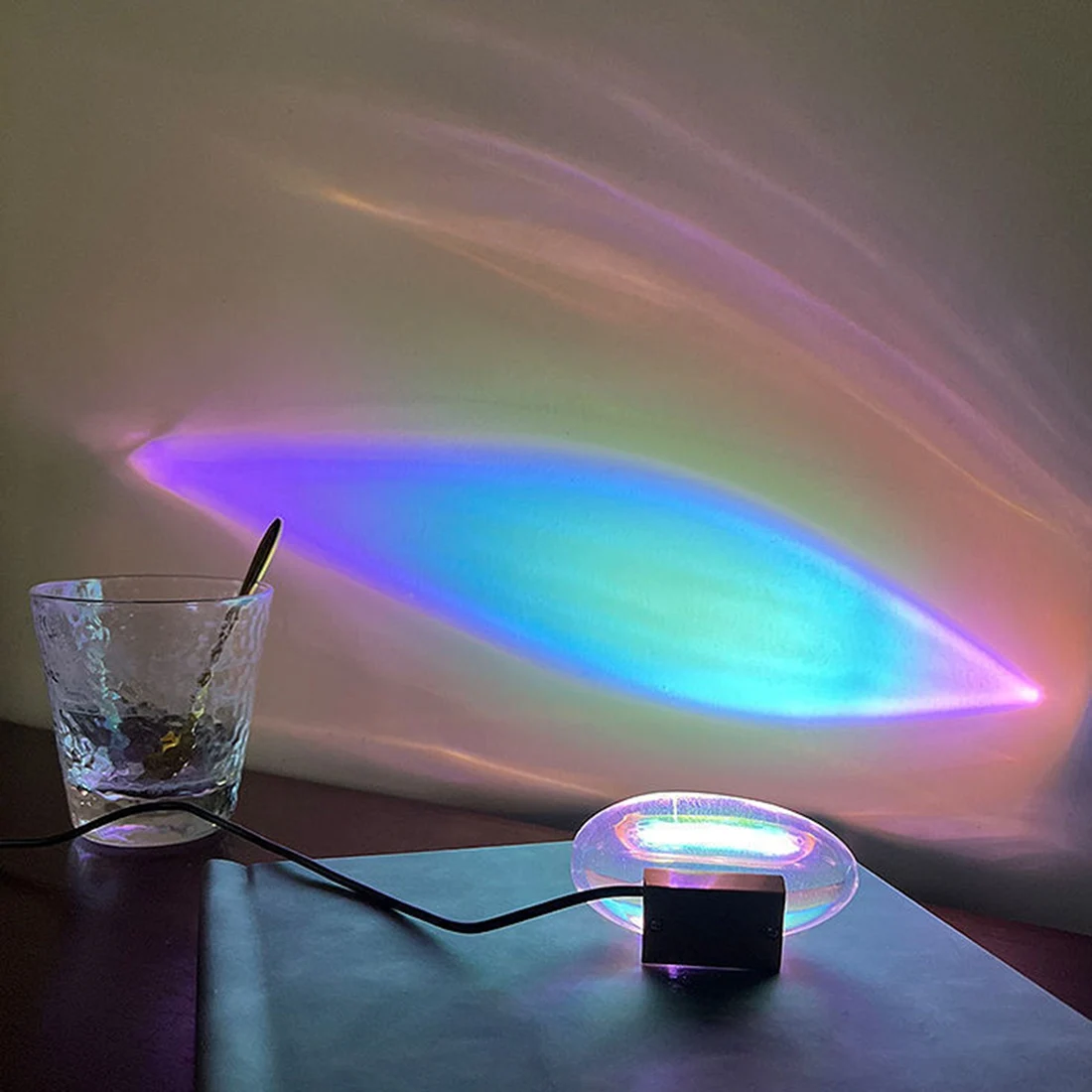LED Desk Light Colorful Egg-Shaped Night Light Home Decor Projector Angel Eyes Bedside Table Lamp Ambiance Gift
