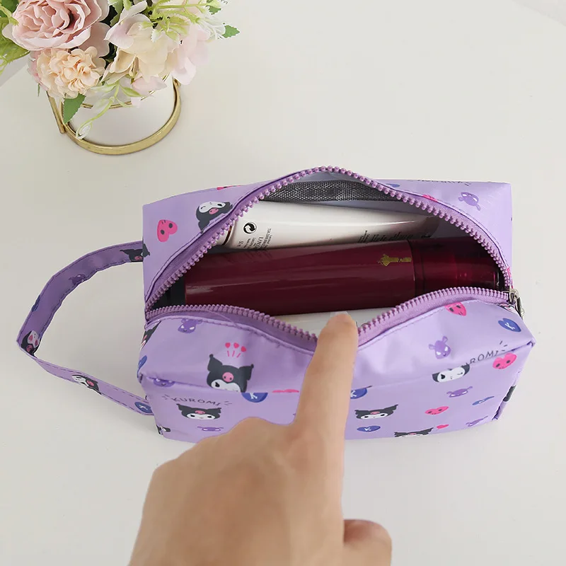 Sanrio Hello Kitty borsa cosmetica Cartoon Melody Kuromi Cinnamoroll borsa cosmetica stampata di grande capacità borsa da viaggio portatile