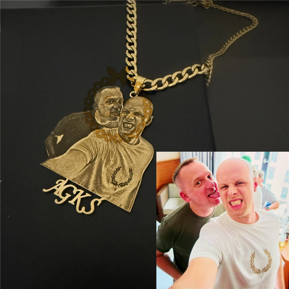 

Ожерелье с фотографией для пар на заказ, индивидуальное ожерелье с двойным фото-дизайном, уникальный жетон достопримечательности для сохранения романтика