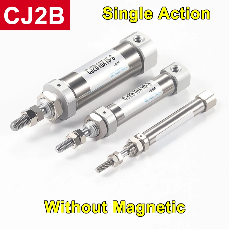 CJ2B6, CJ2B10, CJ2B16 Single Action Miniature Magnetic Stainless Steel Mini Pneumatic Cylinder Axial Air Inlet