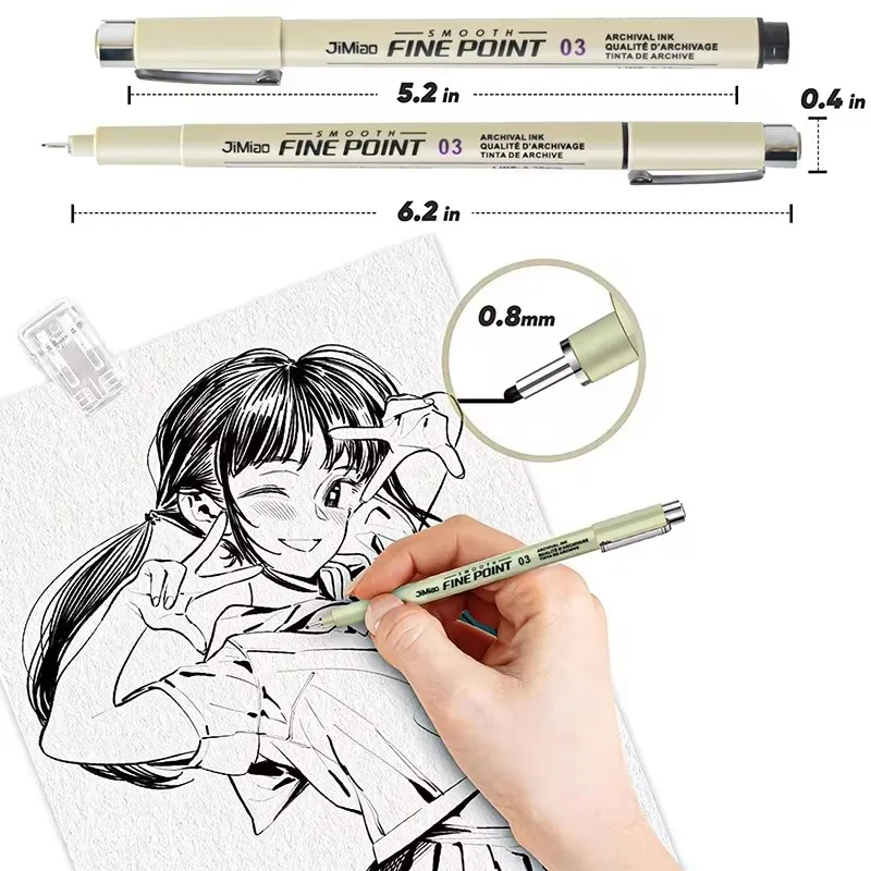 1pcs Art Manga Outlining Pen Pigment Liner Micron Pen Marker set Hook Line Needle for Sketch Soft Brush Stationery Art Supplies