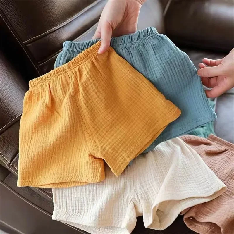 Baby Cotton Linen Shorts Summer New Children\'s Five-point Pants Boys Girls Thin Breathable Short Pants Girls Boy Clothing