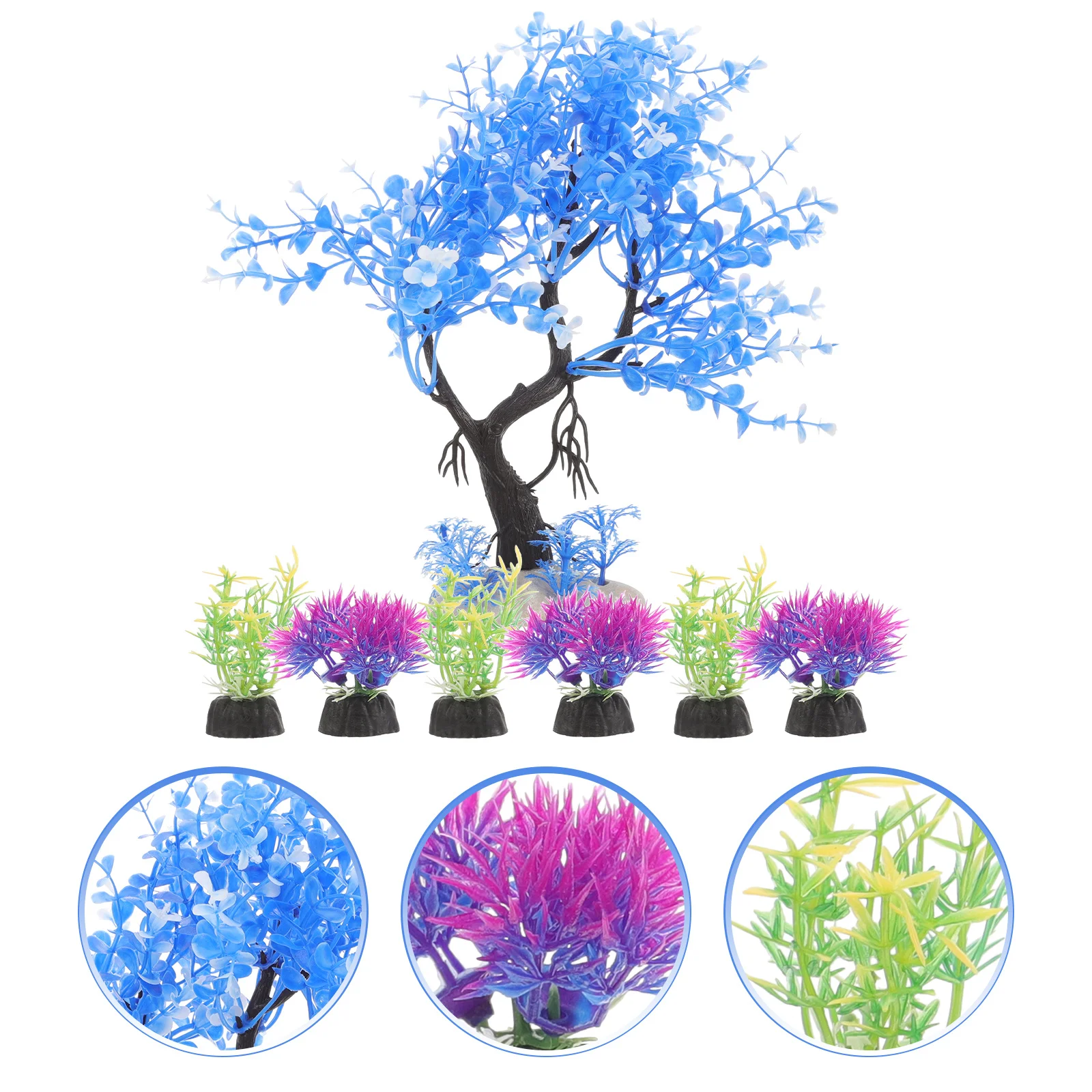 

7pcs Realistic Aquarium Faux Plants Fish Tank Decor Lifelike Plastic Water Grass Fish Tank Accessories Durable Safe For Tanks