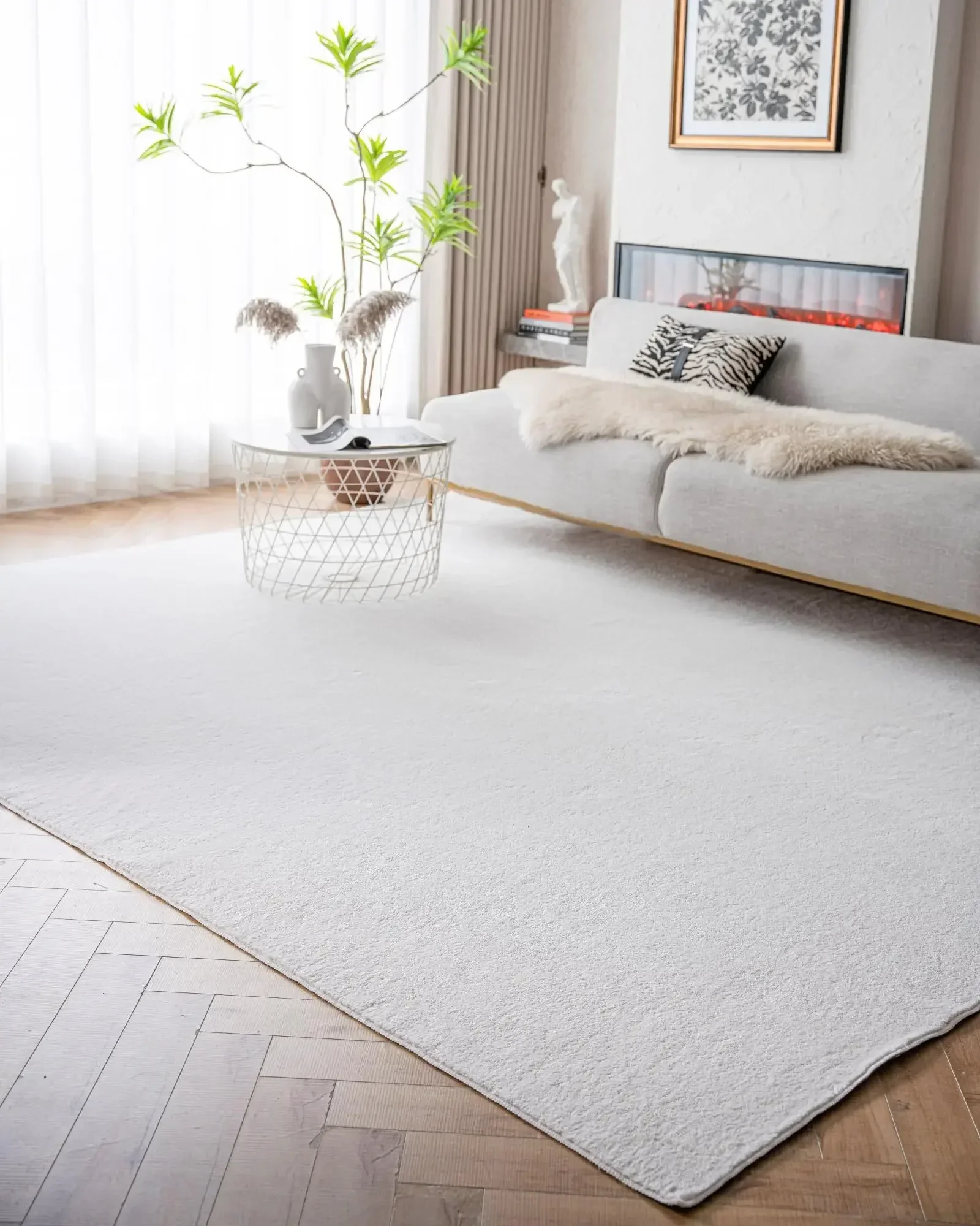 

LIVEBOX Large Area Rug 6x9 Feet, Soft White Rugs for Living Room Bedroom, Washable Fluffy Rug Carpet for Girls Boys, Non Slip S