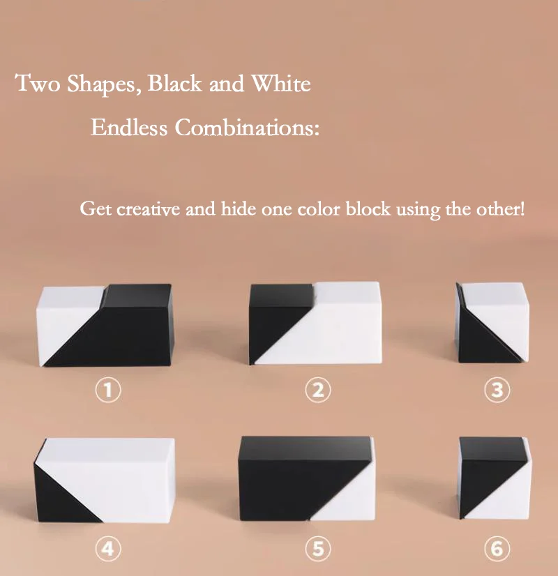 Black and White Building Blocks Puzzle Educational Toy for Kids Spatial Thinking Parent-Child Interactive Hidden Blocks Game Toy