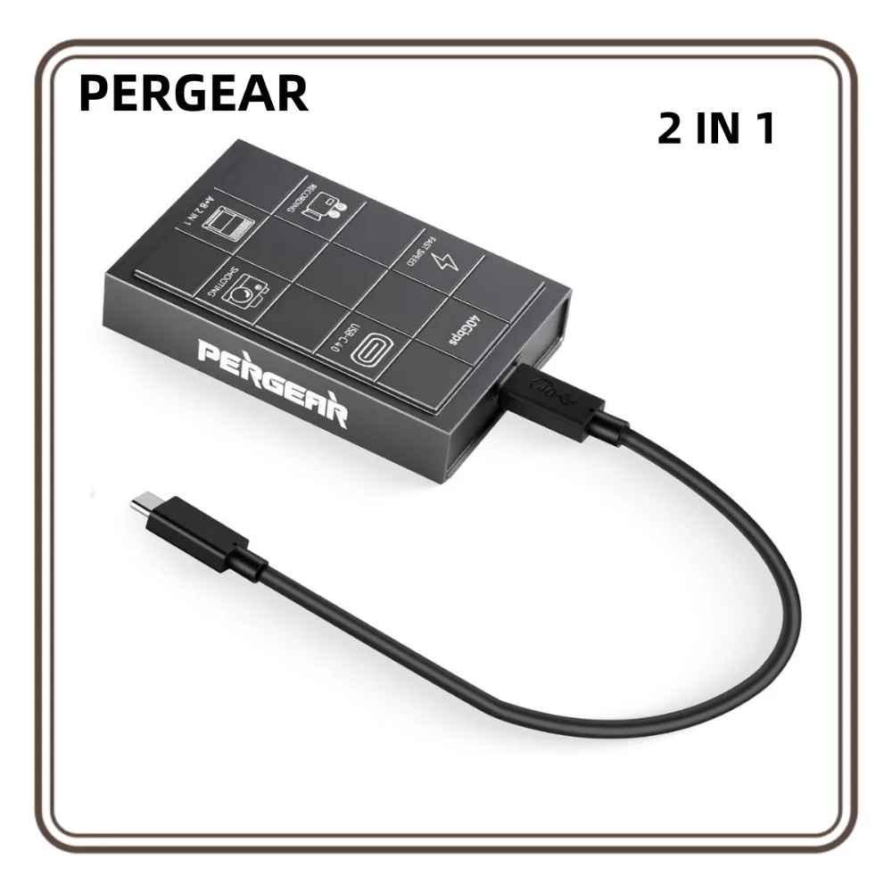 PERGEAR CFexpress 4.0 Type A and B Card Reader, 2-in-1 High-Speed USB Type C 40Gbps CFexpress Memory Card , Two Slots