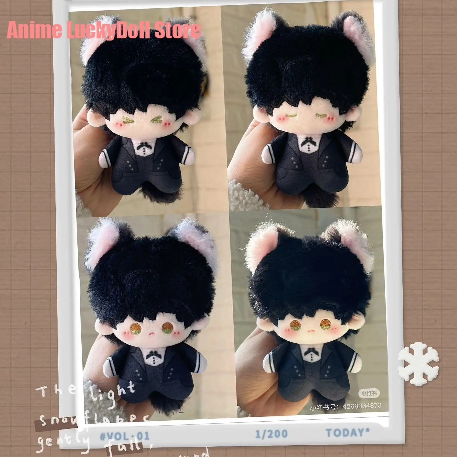 10cm Anime Love and Deepspace Zayne Cosplay Cat Ear Tail Plush Doll Stuffed Toys Fluffy Maumet Puppet Toys Halloween Gift