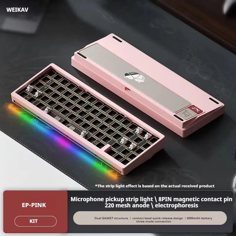

Weikav Nut65 Gaming Keyboard Kit Wired Wireless Mechanical Tri-Mode 6000mAh Sound-Reactive Lighting Argb Rhythm DIY