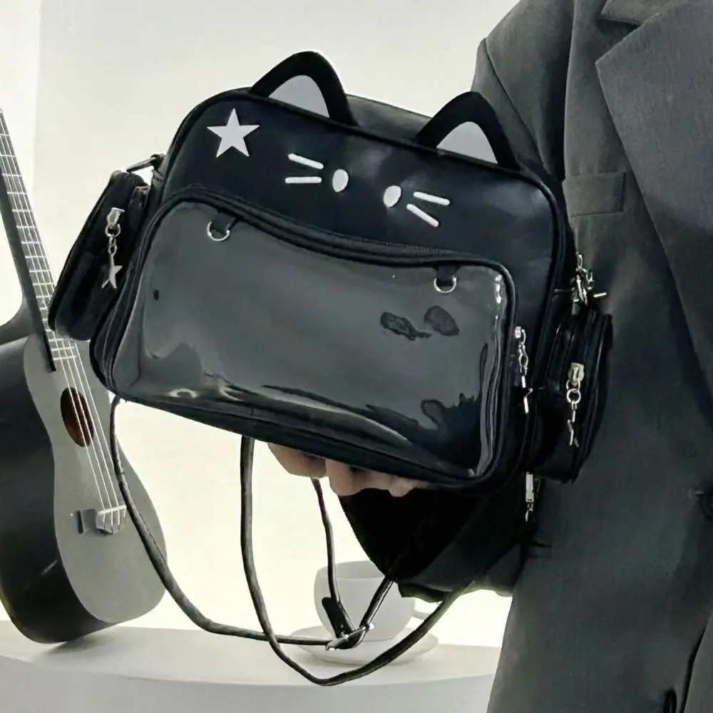 Adge عرض لطيف القط Itabag Preppy نمط JK Kawaii شفافة جيب حقيبة أنيمي شارة تظهر تخزين Y2K حقيبة كتف السفر #2