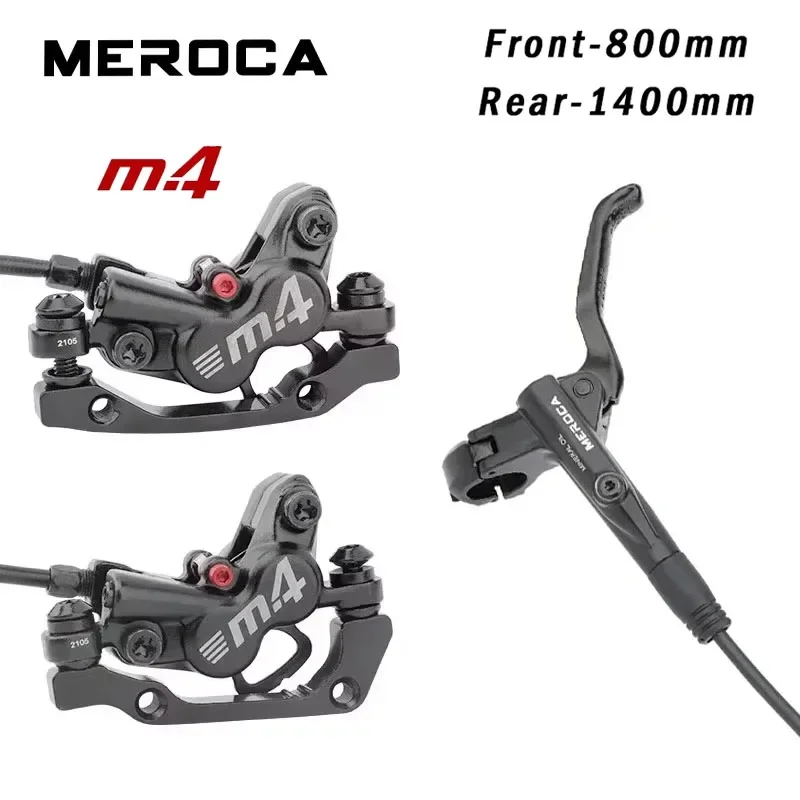 

MEROCA hydraulic 4 piston bicycle brake caliper Front-800mm/Rear-1400mm MTB bicycle Hydraulic 160mm Disc Brake Bike Parts