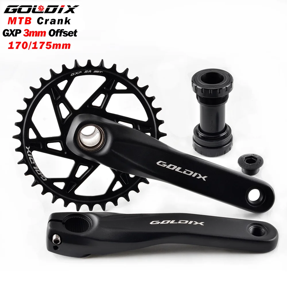 GOLDIX MTB Mountain Bike Crankset 170mm/175m for Bicycle Crank Aluminum Alloy with Bottom Bracket