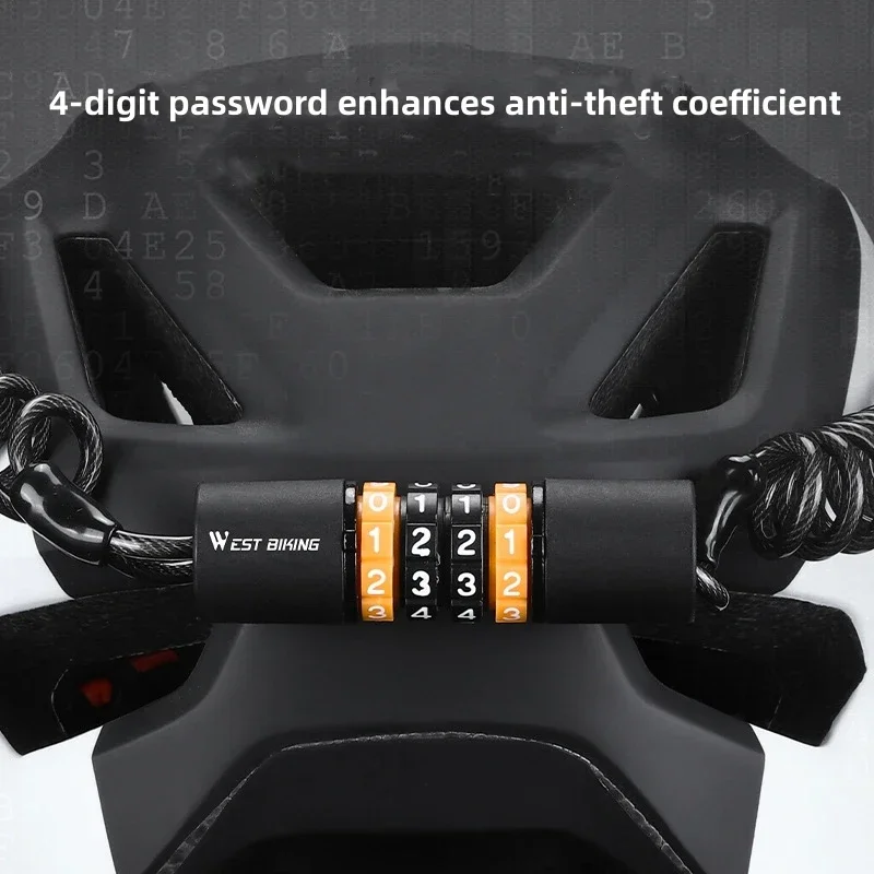 1PC Bicycle Safety Lock Bike Helmets AntiTheft Elasticity Locks 4 Digits Combination Password Road Bike Steel Cable Cycling Lock