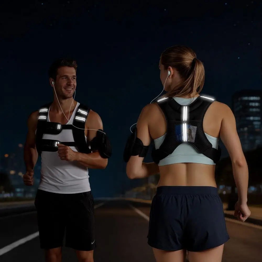 Gilet lesté 11,46 kg, veste lestée respirante, pour la marche, la course, le jogging, la randonnée, l'entraînement croisé, le fitness, gilet de musculation lesté avec bande réfléchissante et boucle réglable