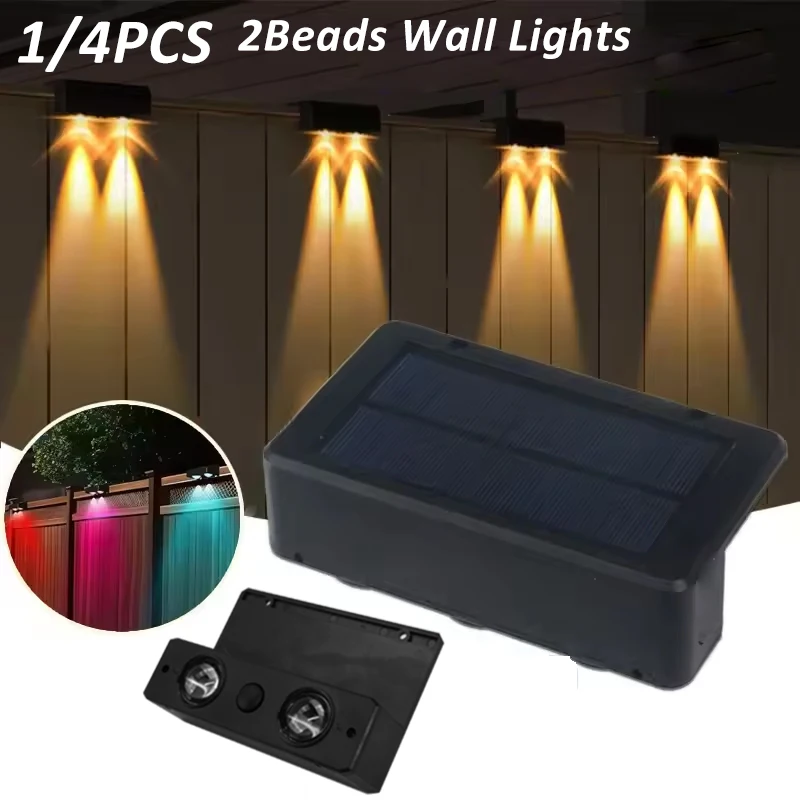 

1/4 шт. солнечные фонари для забора, уличные водонепроницаемые светодиодные фонари на солнечной энергии, солнечный настенный светильник для патио, заднего двора, ступенчатого перила, сада