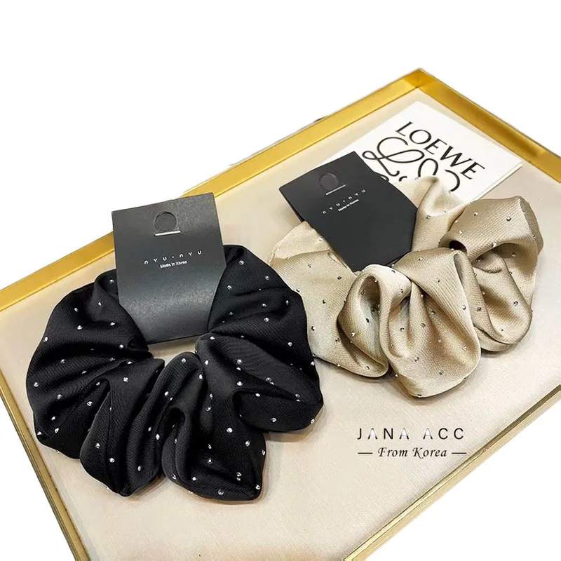 2023 moda damska Silk Scrunchie z dżetów elastyczna gumka do wlosow jedwabna dla kobiet gumki jedwabne do wlosow dziewczyny frotki do wlosow duże Balck gumka do włosów scrunchie akcesoria