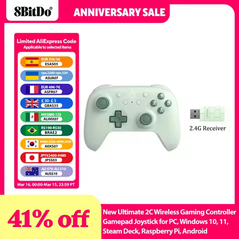8BitDo - New Ultimate 2C Wireless Gaming Controller Gamepad Joystick for PC, Windows 10, 11, Steam Deck, Raspberry Pi, Android