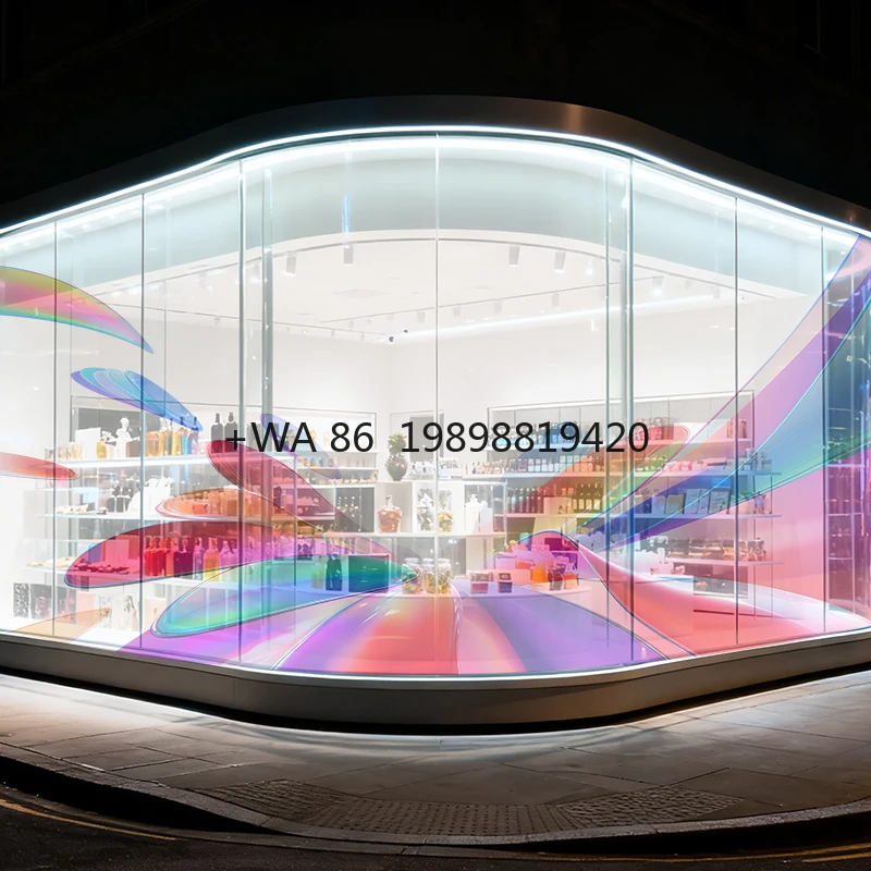 

Настраиваемый прозрачный светодиодный экран P10.4, гибкая сверхлегкая стеклянная пленка для оконного дисплея, цифровые вывески и розничная торговля