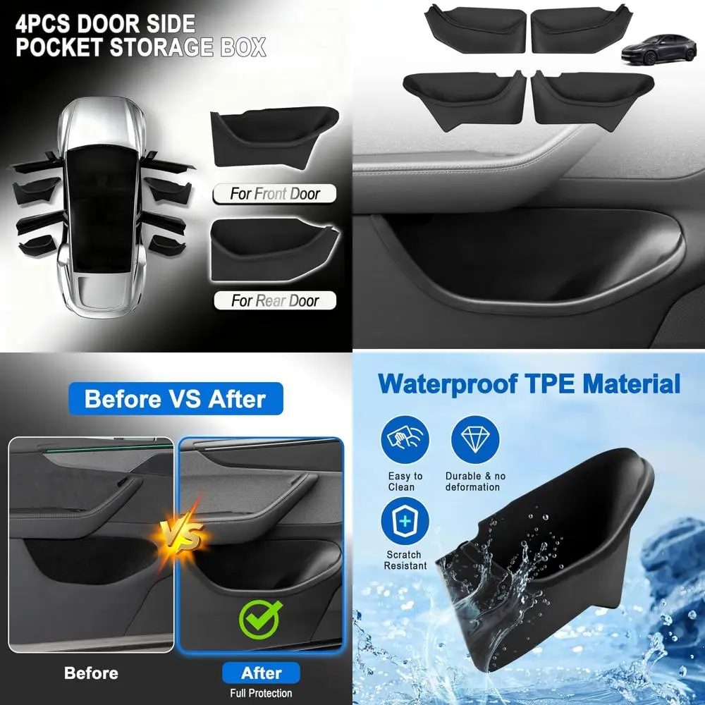 

Боковой дверной органайзер, 4 шт., полная крышка для Tesla Model Y Juniper 2026, ящики для хранения на дверных карманов на заказ, противоскользящие внутренние аксессуары