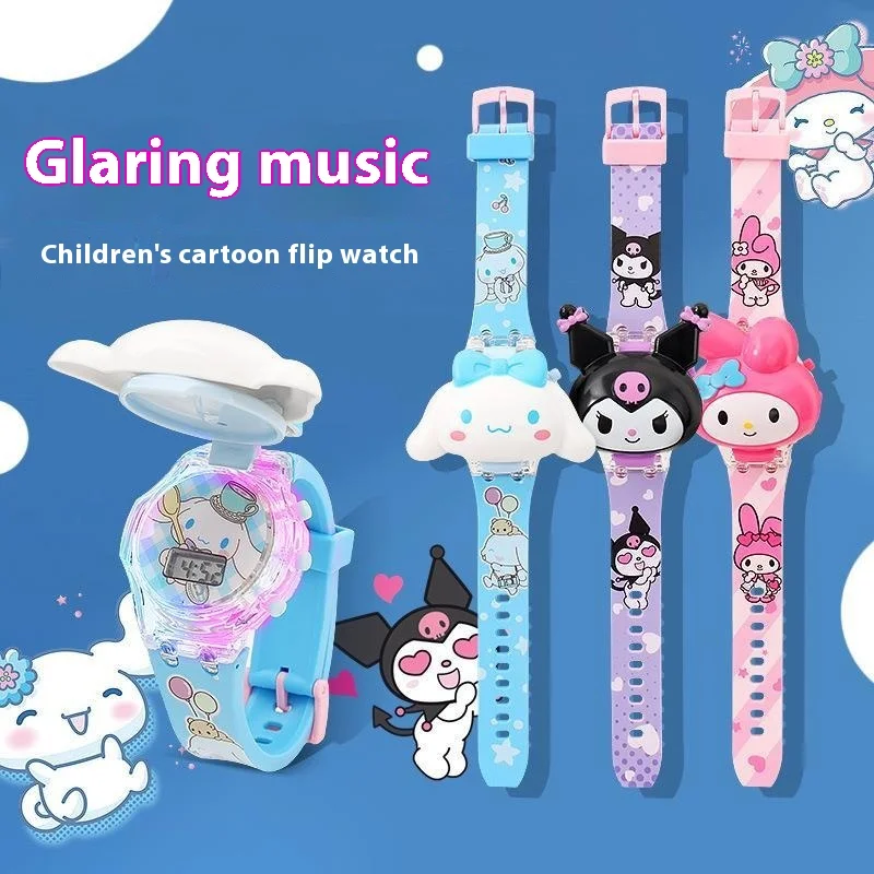 Sanrio Kawaii Children's Electronic Watch Only Watch Schedule with Anime Characters, Girls' Toys, Colorful Glow