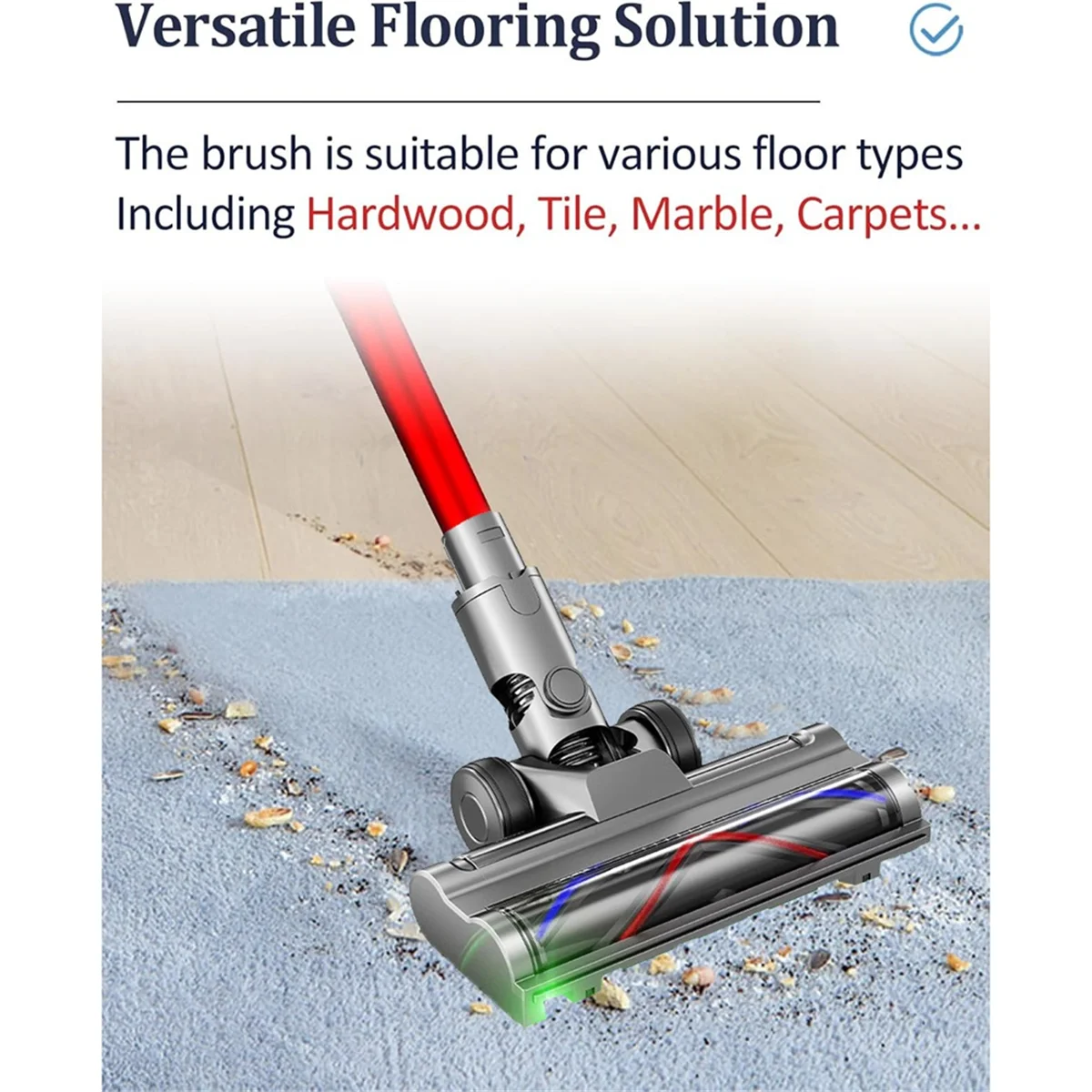 Sales! Electric Floor Brush Head for Dyson V6 DC58 DC59 DC62 DC72 Vacuums Attachment with LED Dust Lights for Floor Cleaner