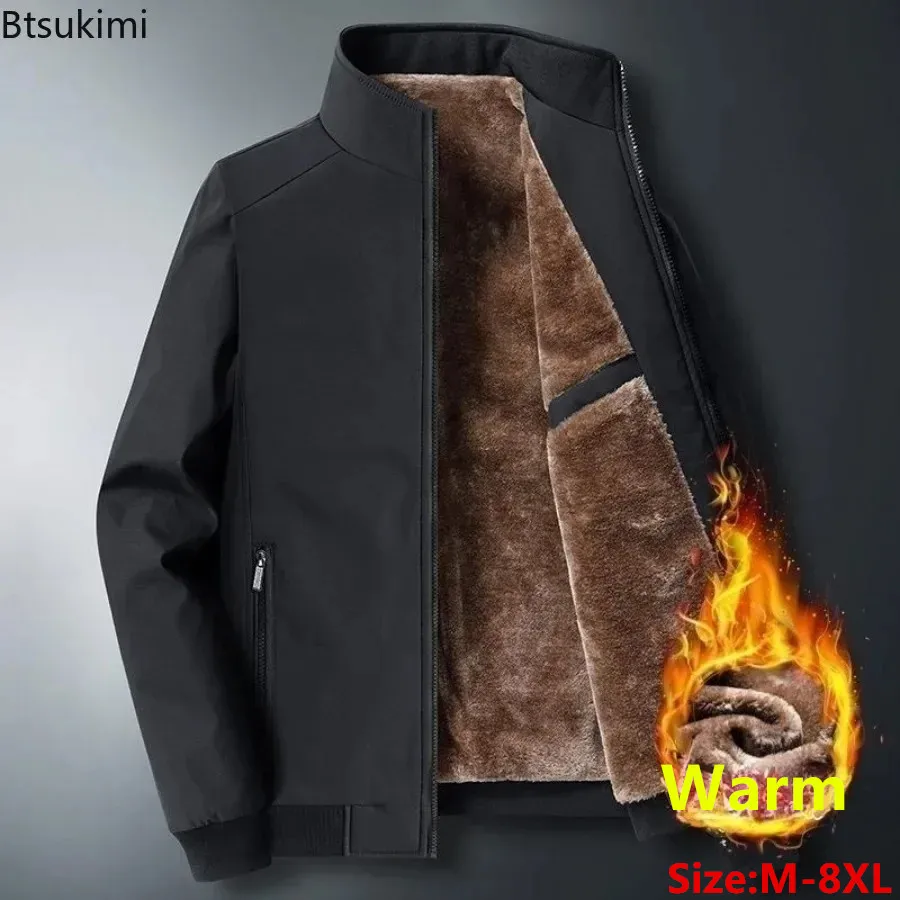 Chaqueta gruesa de felpa para hombre, Parkas cálidas con cuello levantado, abrigos acolchados de algodón de marca a la moda, otoño e invierno, 8XL, 2024