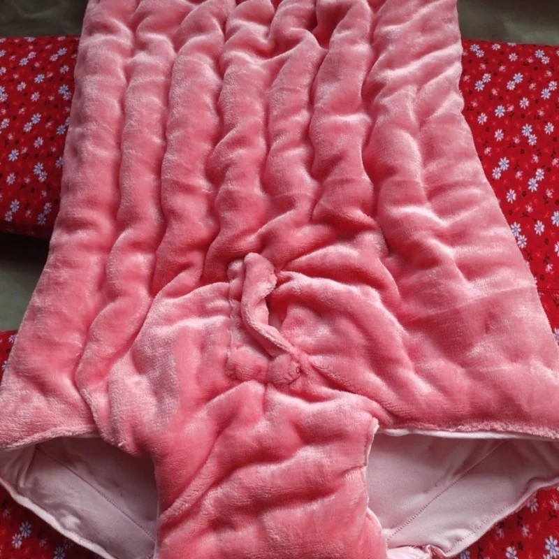 남성 섹시한 핑크 하이 웨이스트 코튼 팬티 수제 벨벳 채워진 코튼 두꺼운 푹신한 따뜻한 배꼽 팬티 BF 프라이빗 파티 팬티