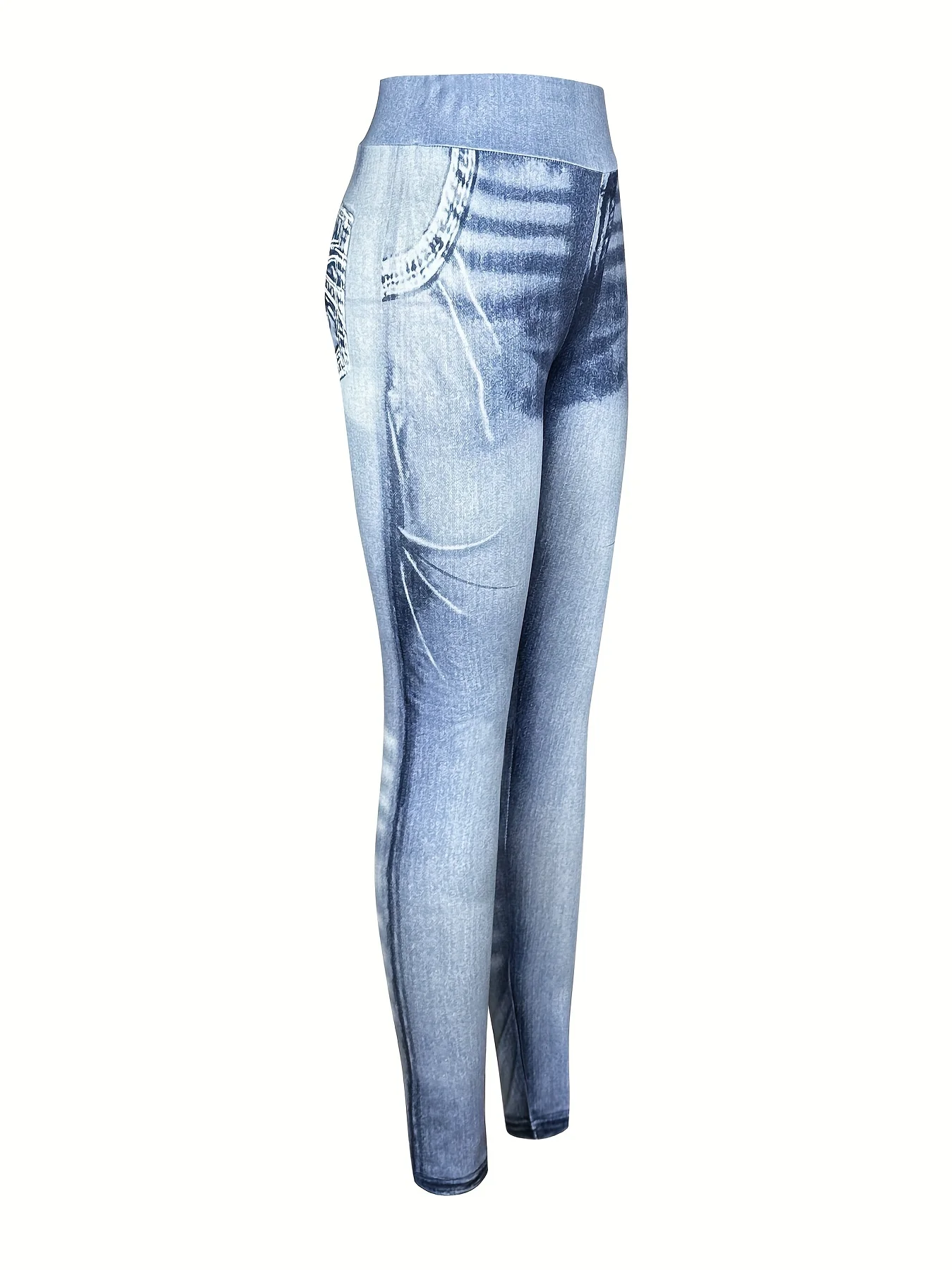 Imitation Denim Printed Tight-fitting Leggings Casual Sport Fitness Pants Women\'s Sportswear