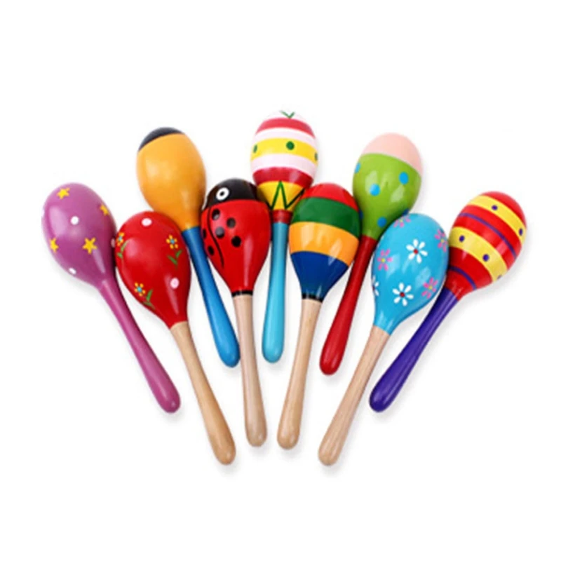 Mini Wooden Rattles Egg Shaker Kids Musical Party Favor Kid Baby Shaker Sand Hammer Toy (Random Color Pattern)