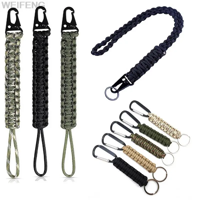 Outdoor Keychain Paracord Rope Camping Survival Kit Cord Lanyard Emergency Fastener Hook Strap Waist Belt Buckle