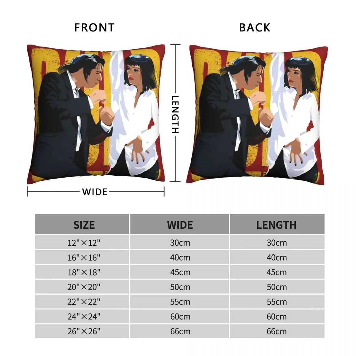 Pulp Fiction Dance Square Pillowcase Polyester Linen Velvet Creative Zip Decorative Pillow Case Bed Cushion Cover Wholesale