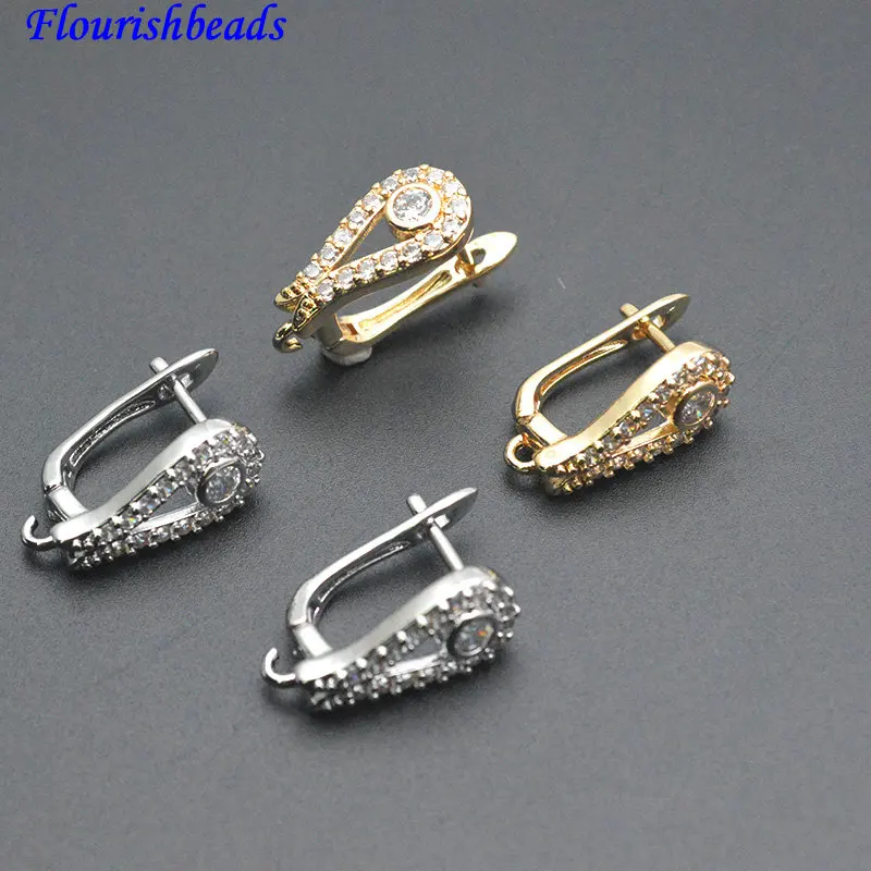 

30 шт. серьги в подвале с фианитом в форме капли, невыцветающие застежки, анти-выцветание, серебро, золото, ювелирные аксессуары