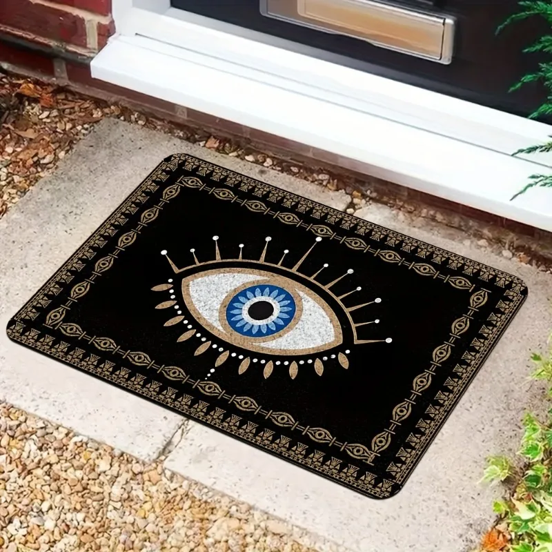 Felpudo antideslizante con diseño de mal de ojo para sala de estar, dormitorio, cocina, balcón, alfombra con patrón de ojo de entrada