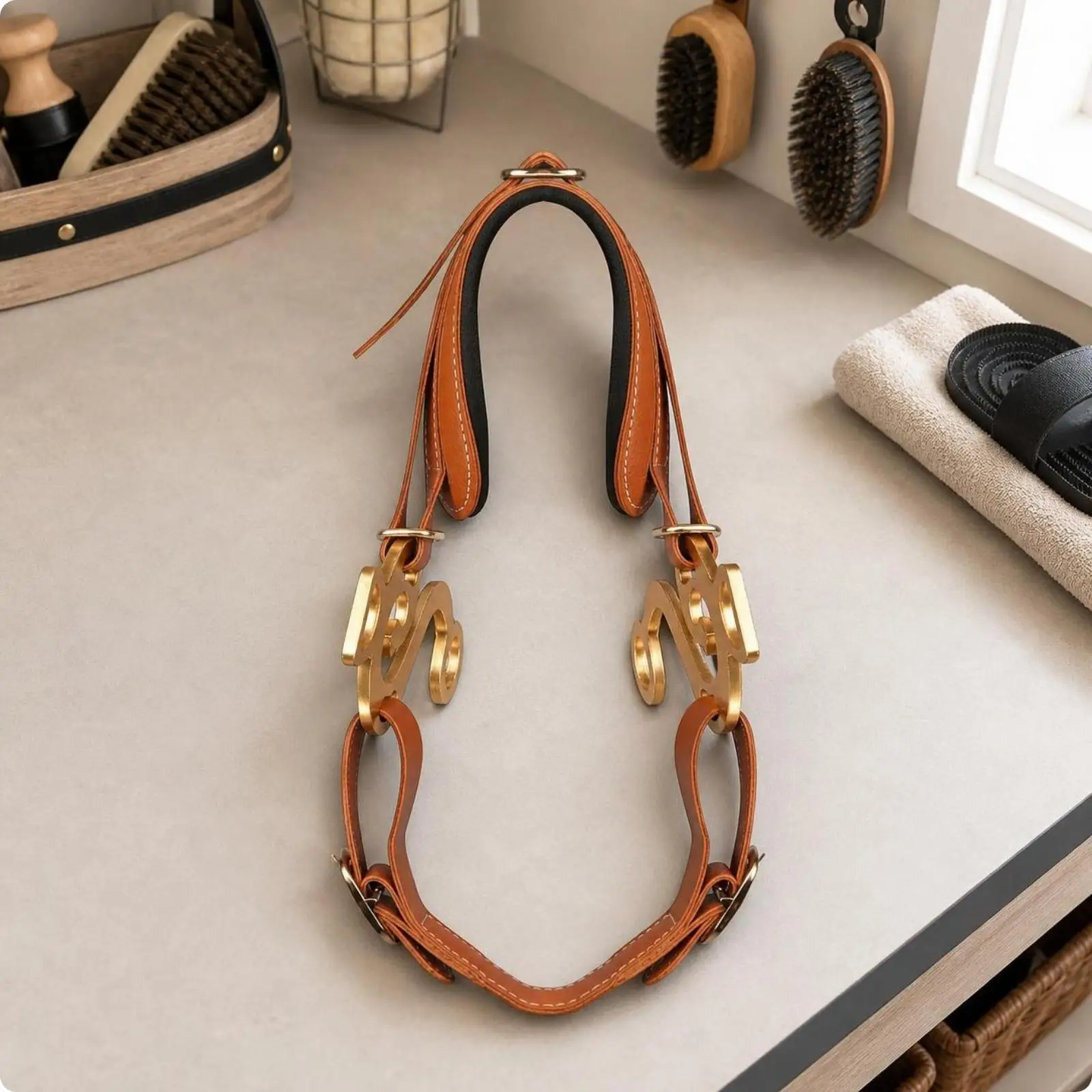 tack-classic-leather-halter-with-padded-crown-heavy-duty-for-stable