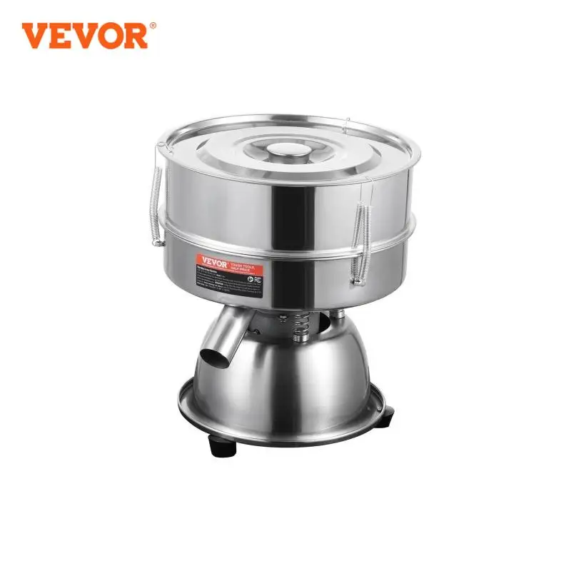 VEVOR Automatic Electric Vibrating Sieve Stainless Steel Sifter Shaker Machine with 30+50 Mesh Powder Sifter Machine Countertop