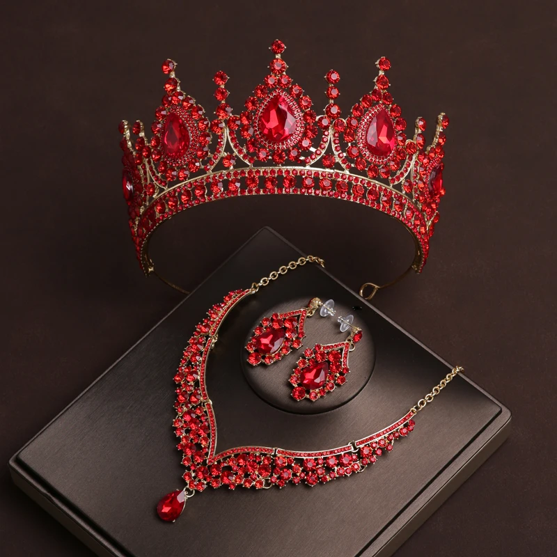 Itacazzo Bridal Headwear Set Crown Necklace Earrings Four Piece Fashion Tiaras Suitable for Women\'s Wedding and Birthday Parties