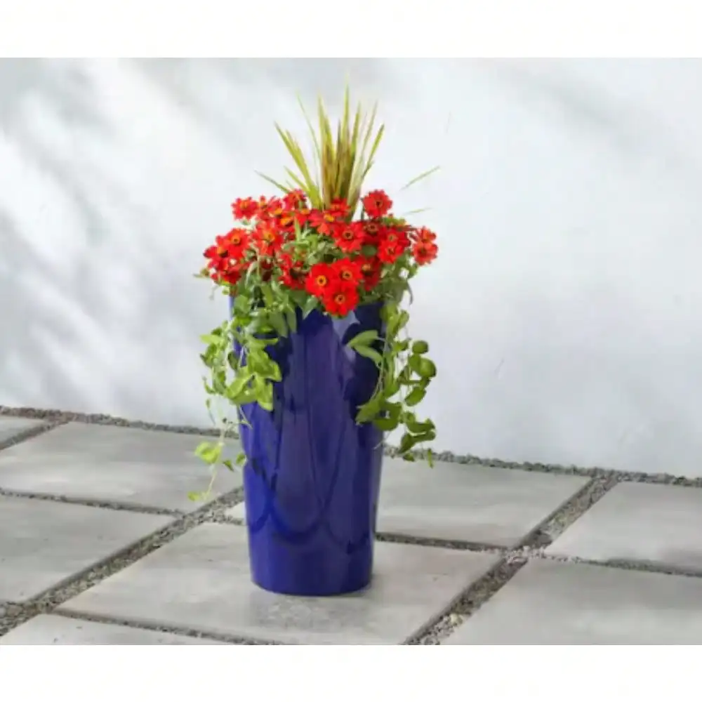 

Plant Pots, Medium Cobalt Blue Plastic Planter with Glossy Paint Finish, Made from high-grade plastic for enhanced durability