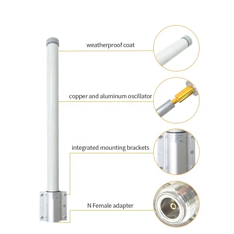 150W 13dbi 670-1000MHz high gain lora 868 Mhz antenna 915mhz Omnidirectional fiberglass N female for base station