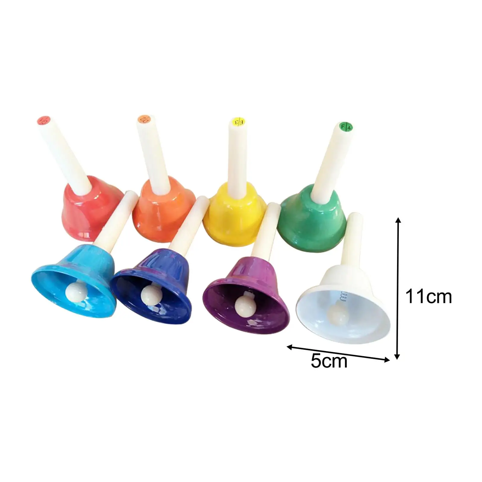 8 Pieces Hand Bells Set Toys Set Colorful Diatonic Metal Bells for Kids Wedding