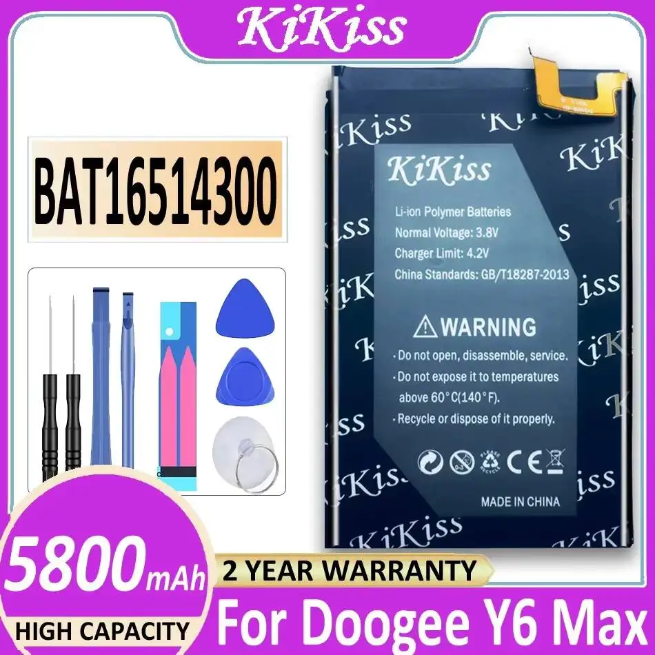 

Аккумулятор для мобильного телефона BAT16514300 для Doogee Y6 Max, 5800 мАч, прочный, безопасный