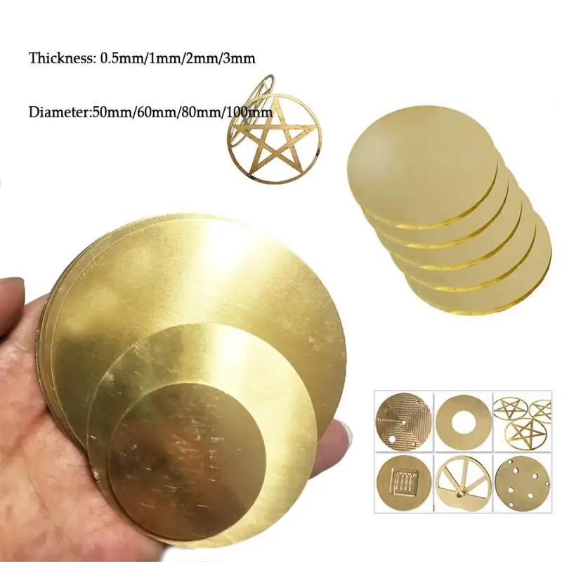 H62 Brass Round Disc Plate, 0.5/1/2/3mm Thickness, Circle Gasket Board for DIY, Craft, Model Making Dia 50/60/80/100mm
