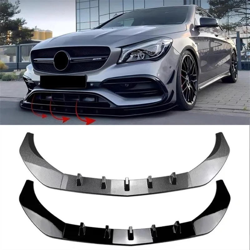 

For Mercedes Benz CLA Class C117 CLA200 CLA260 CLA45 AMG 2013-2019 High Quality ABS Bright Black Front Bumper Lip Spoiler Kit