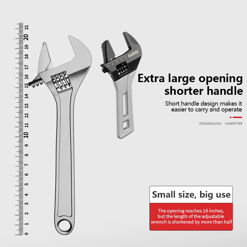 Grande clé ouverte réglable universelle, Mini clé en acier à manche court, outils de réparation ménagers pour salle de bains 5/6/8 pouces