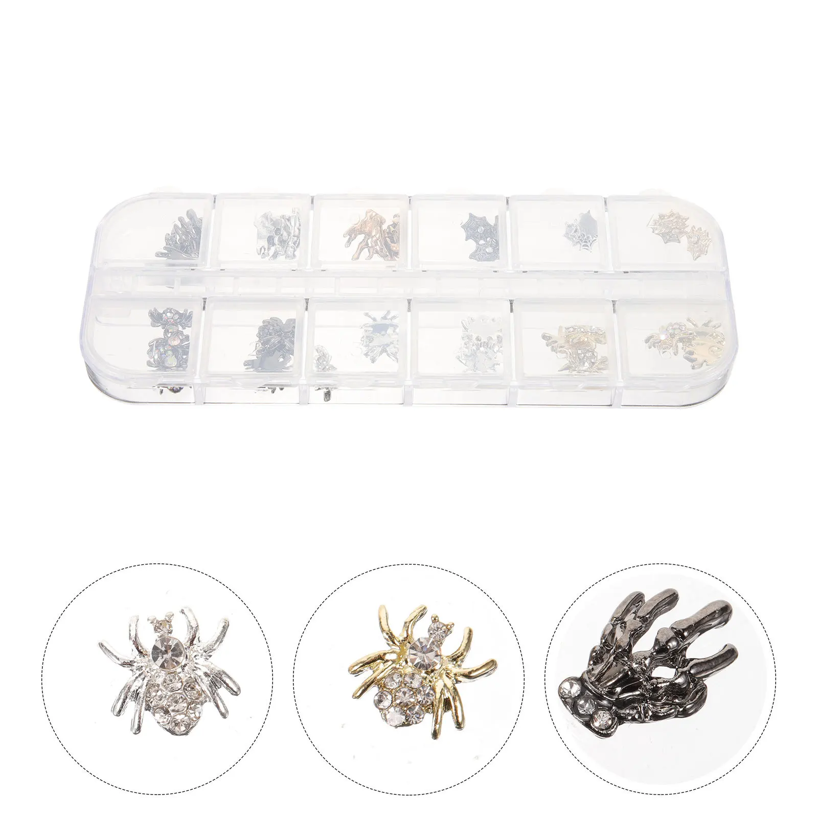 

1 коробка украшений, подвески на Хэллоуин для искусства, подвески для ногтей на Хэллоуин, шпильки, сделай сам, готические украшения, украшение для ногтей-паука