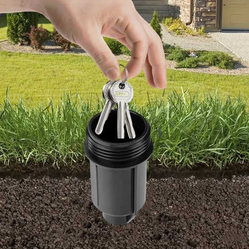 2 قطعة مفتاح حديقة مخفي جودة عالية من البلاستيك واقعية تحت الأرض مسقاة خزانة بمفتاح لأمن الفناء في الهواء الطلق