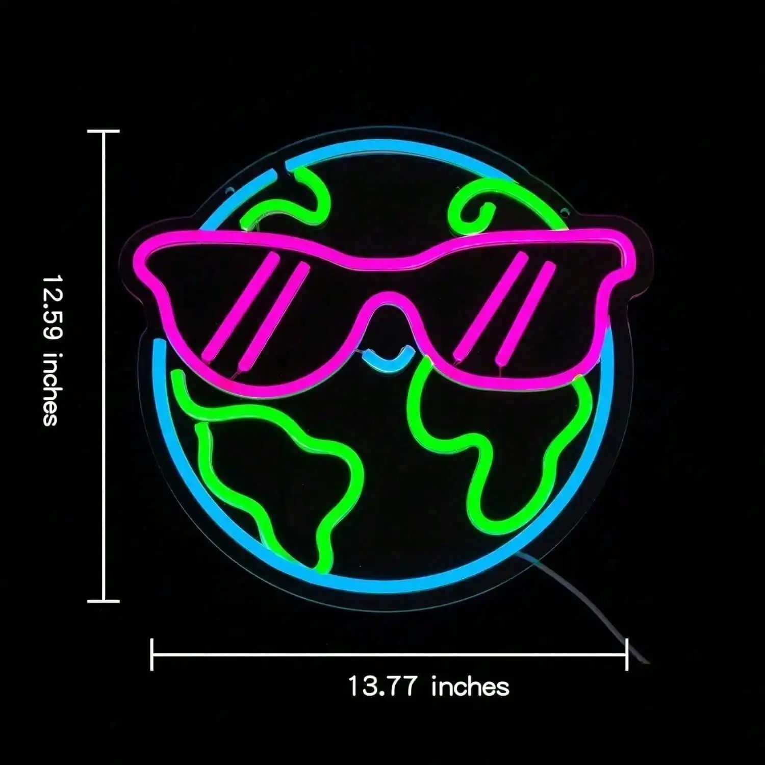 Cool Earth Planet Neon Sign Dimmable USB LED Neon Light for Bedroom Surf Shop Travel Boutique Dorm Room Beach Themed Party Decor