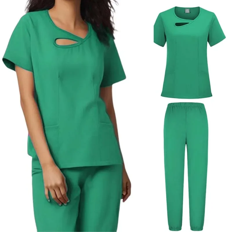 Customizable LOGO New Design Hospital Scrubs Set Spandex And Stretch Medical Uniforms Nurse Uniform Fit Scrubs Women Scrubs Sets