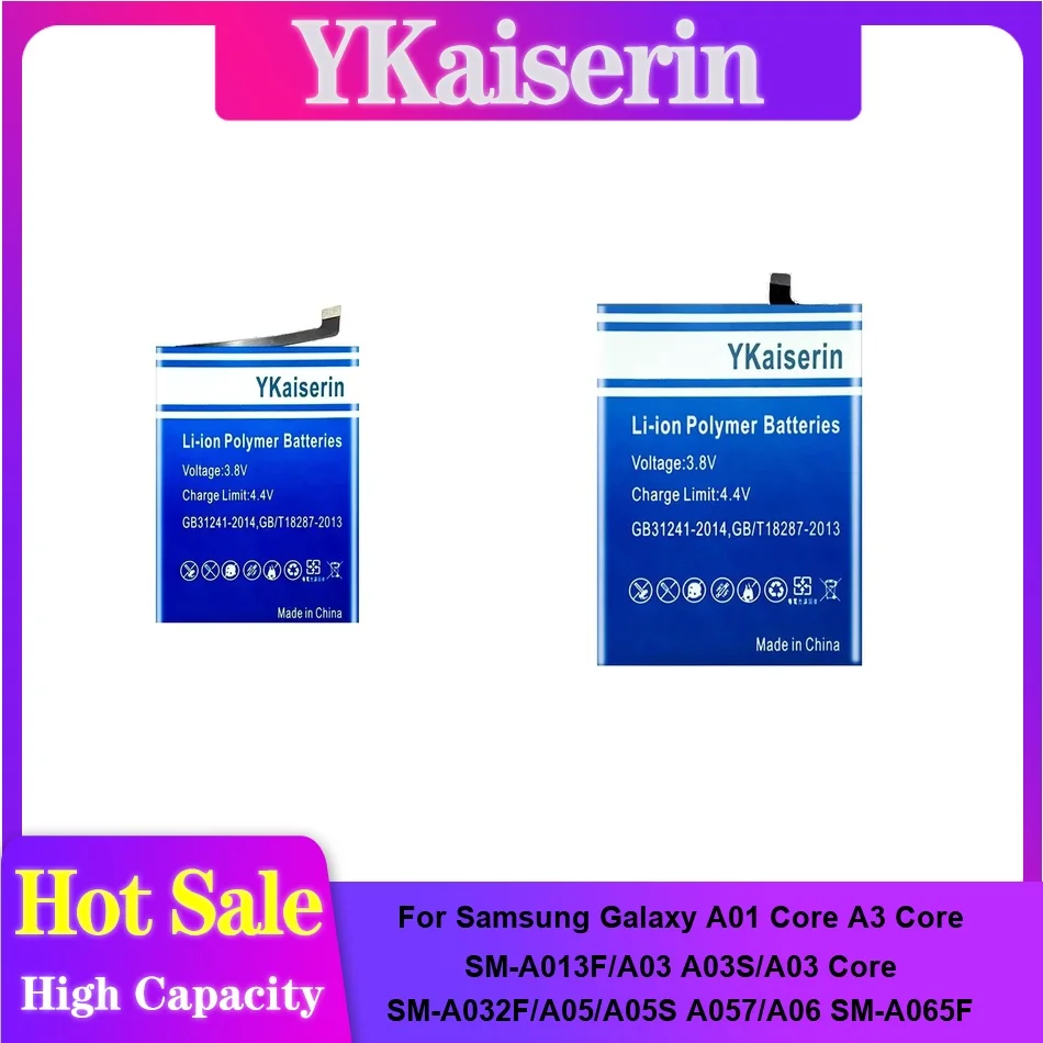 

Ykaiserin WT-S-N28 Battery For Samsung Galaxy A05 A06 SM-A065F HQ-7160SS A03 A03S Core SM-A032F A01 A3 SM-A013F Batteries