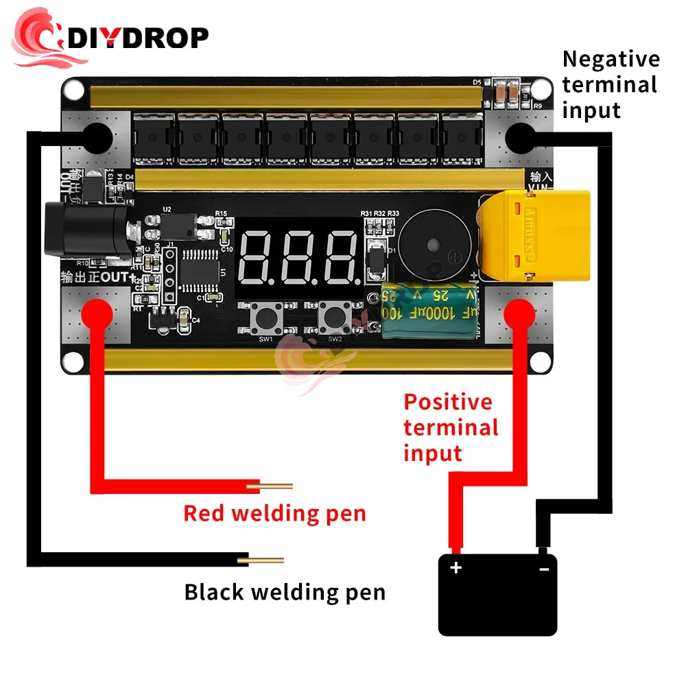 99 Gears Spot Welder Kit 8V-24V Digital Power Adjustable Spot Welding Pen Control Board Nickel Sheet For 18650 Lithium Battery
