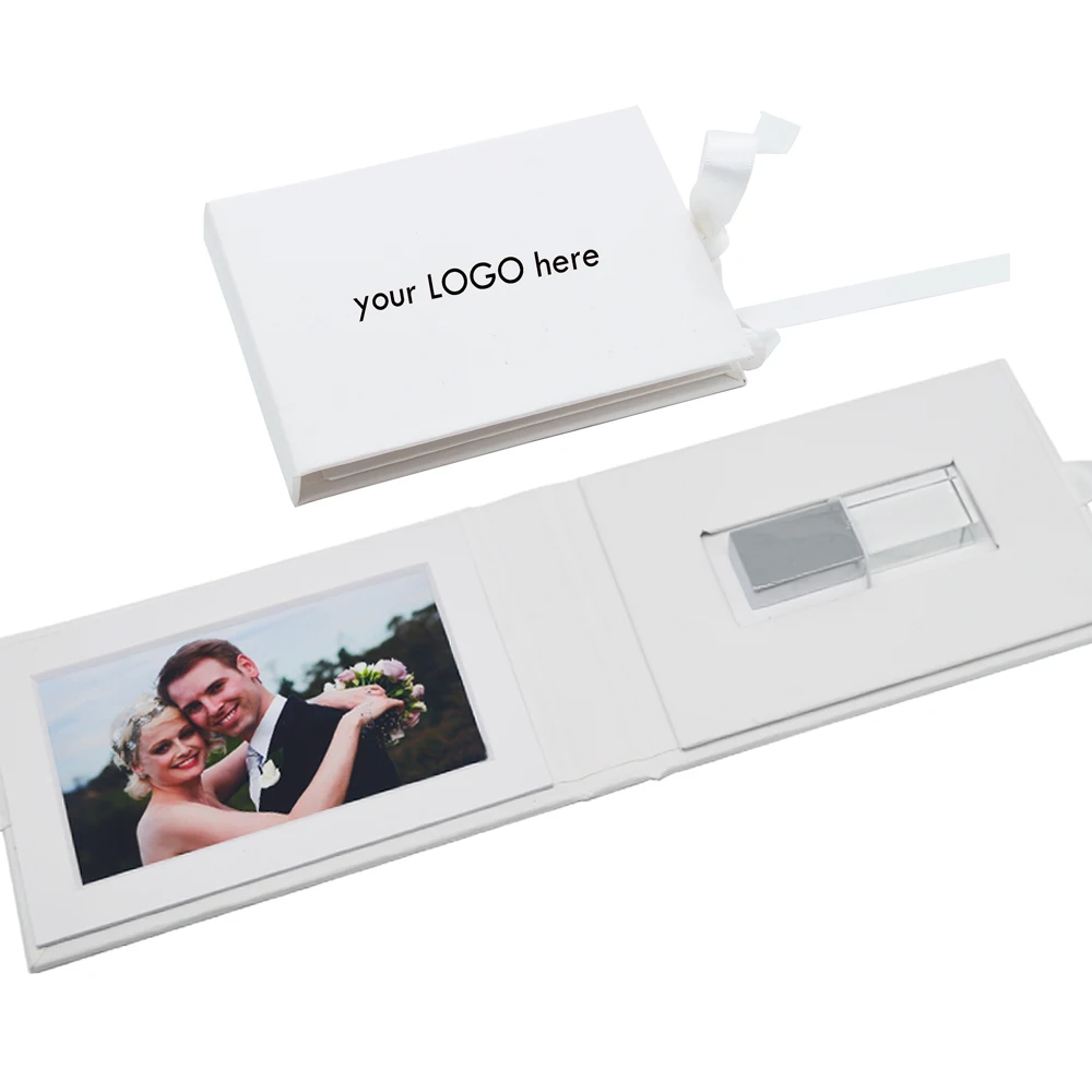 Personalized White Paper USB Case Packaging-Handmade Custom Logo Paper USB Box With Photo Window  - Flash Drive Packaging