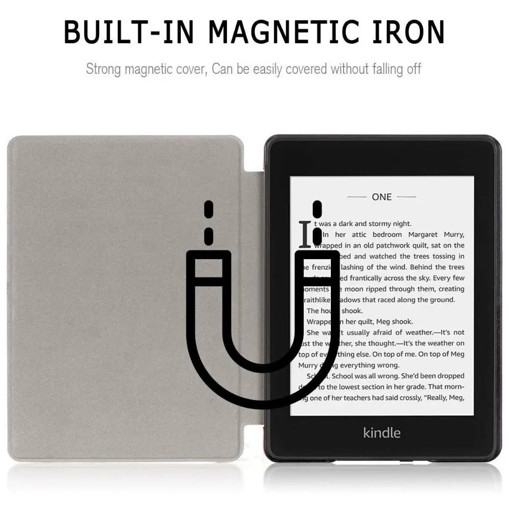 Étui magnétique intelligent pour Kindle Paperwhite 1/2/3, coque de protection ultra mince en cuir PU